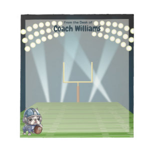 Leuke Franse bulldog quarterback stadion cartoon Notitieblok