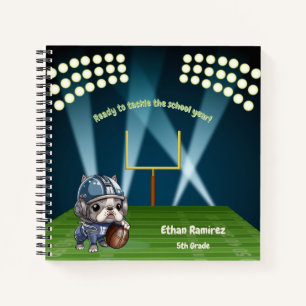 Leuke Franse bulldog quarterback stadion cartoon Notitieboek