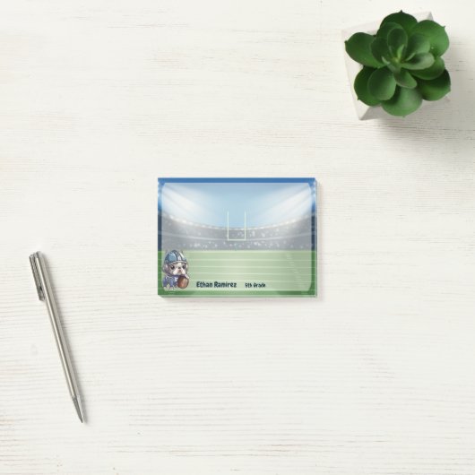 Leuke Franse bulldog quarterback stadion cartoon Post-it® Notes (Kantoor)