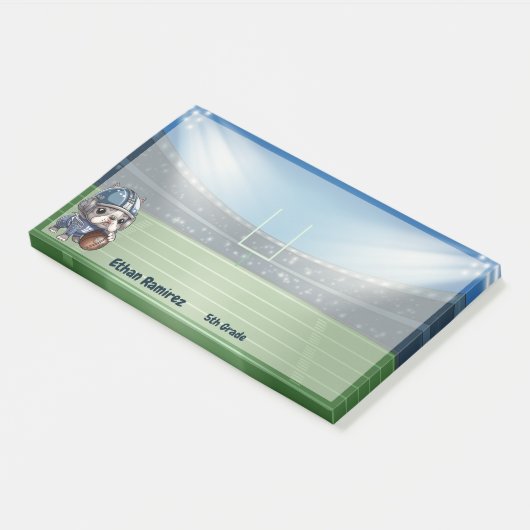 Leuke Franse bulldog quarterback stadion cartoon Post-it® Notes (Schuin)