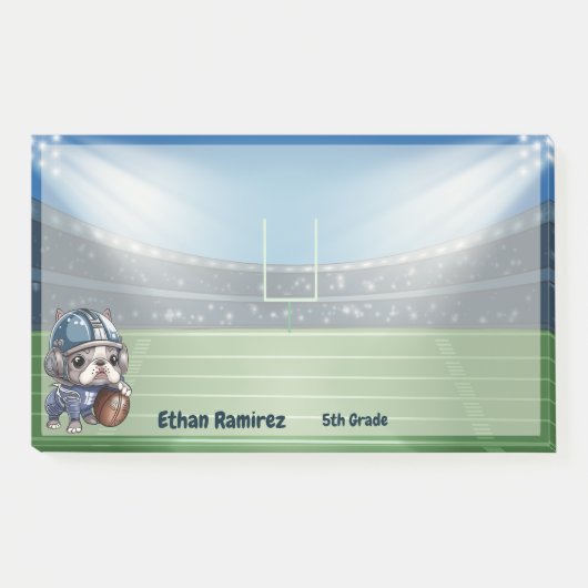 Leuke Franse bulldog quarterback stadion cartoon Post-it® Notes (Voorkant)
