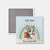 Leuke Franse bulldog terug naar school regenboog Magneet (Voorkant / Achterkant)