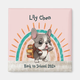 Leuke Franse bulldog terug naar school regenboog Magneet