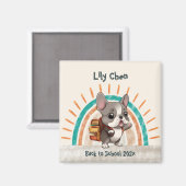 Leuke Franse bulldog terug naar school regenboog Magneet (Voorkant / Achterkant)