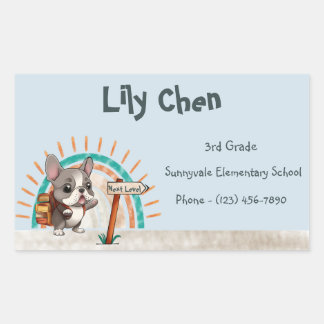 Leuke Franse Bulldog Terug naar School Regenboog Rechthoekige Sticker