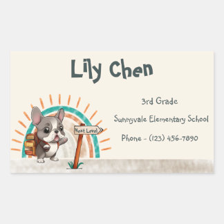 Leuke Franse Bulldog Terug naar School Regenboog Rechthoekige Sticker