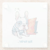Leuke Franse hond, gekleed dier, Grappig Glazen Onderzetter (Achterkant)