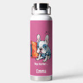 Leuke Franse hond, gekleed dier, Grappig Waterfles (Achterkant)