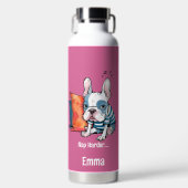 Leuke Franse hond, gekleed dier, Grappig Waterfles (Voorkant)