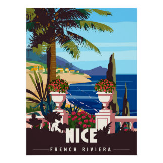 Leuke Franse Riviera Retro Poster