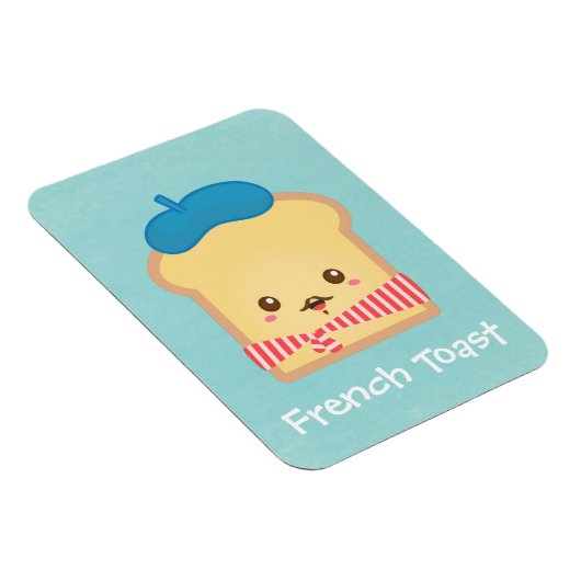 Leuke Franse toast met blauw baret pet Magneet (Rechterzijde)