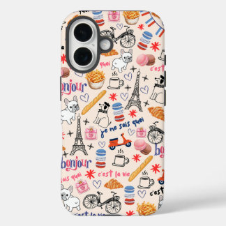 Leuke Frenchie Lover's Trendy Doodle iPhone 16 Hoesje