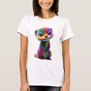 Leuke fret-illustratie met levendige regenboogvach t-shirt