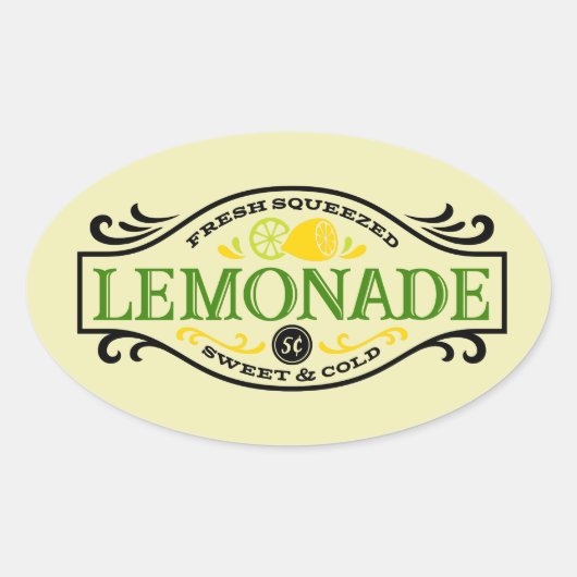 Leuke frisse geperste limonade Word Art Ovale Sticker (Voorkant)