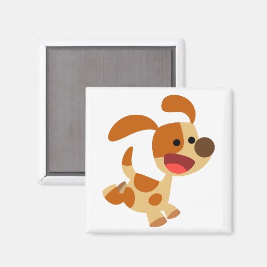 Leuke Frolicking cartoon hond magneet (Voorkant / Achterkant)