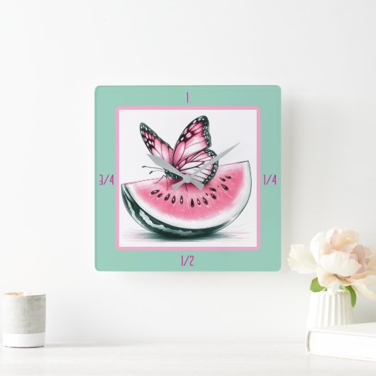 Leuke fruit en vlinder wandklok (Huis)