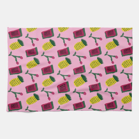 Leuke Fruit Handdoek in Roze (Horizontaal)