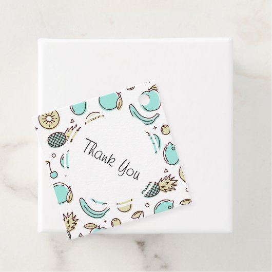 Leuke Fruit Pattern Summery Line Drawing Dank u Bedankjes Labels (In situ)