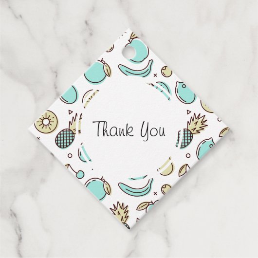 Leuke Fruit Pattern Summery Line Drawing Dank u Bedankjes Labels (Voorkant)