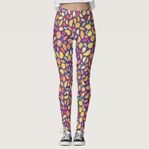 Leuke fruitplakjes op Paarse Waterverf Leggings