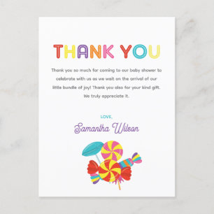 Leuke Fun Candy Baby Shower Bedankt Briefkaart