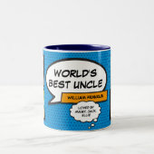 Leuke Fun Oom Modern Stripboek Blauwe Foto Tweekleurige Koffiemok (Center)