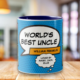 Leuke Fun Oom Moderne Stripboek Blauwe Foto Tweekleurige Koffiemok