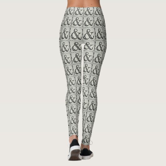 Leuke Funky Black Ampersand Symbool Chique Grijs Leggings (Achterkant)