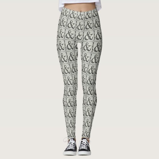 Leuke Funky Black Ampersand Symbool Chique Grijs Leggings (Voorkant)