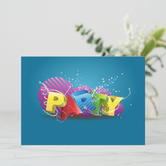 Leuke funky feestuitnodiging kaart (Staand voorkant)