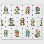 Leuke & Funky Kerst Kikkers op Wit Cadeaupapier (Vlak)