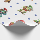Leuke & Funky Kerst Kikkers op Wit Cadeaupapier (Hoek)