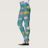 Leuke Funky Vissen Zwemmen in Blauwgroen Water Whi Leggings (Links)