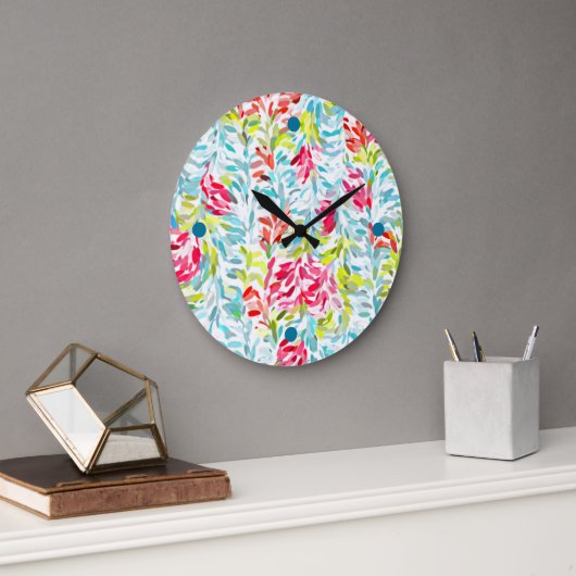 Leuke Funky Zomer Kleuren Verfspatten Kunst Grote Klok (Kantoor)