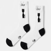 Leuke Funny Black Cat & Paws op witte Sokken (Links)