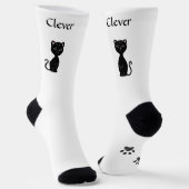 Leuke Funny Black Cat & Paws op witte Sokken (Gebogen)