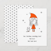 Leuke Funny Christmas Cartoon Meisje Kat Feestdagenkaart (Voorkant / Achterkant)