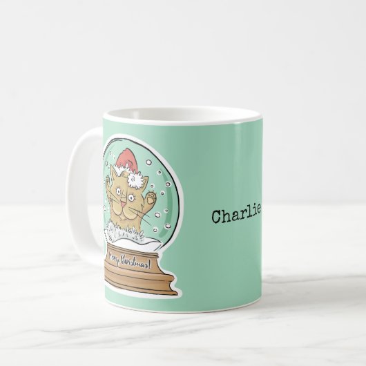 Leuke Funny Christmas Cat aangepaste naam mokken (Voorkant links)