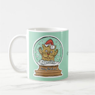Leuke Funny Christmas Cat aangepaste naam mokken