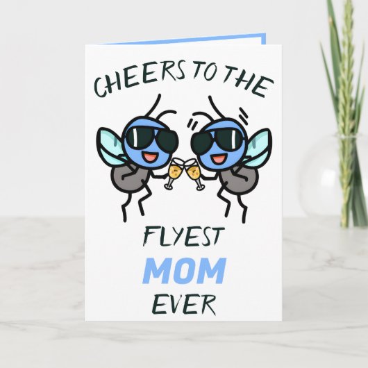 Leuke Funny Fly Pun Proost Mam Gelukkige Verjaarda Bedankkaart (Voorkant)