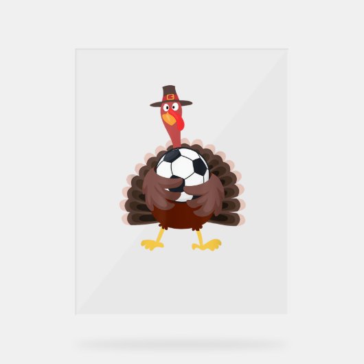 Leuke Funny Soccer Thanksgiving Turkije Boys Acryl Bord (Voorkant)