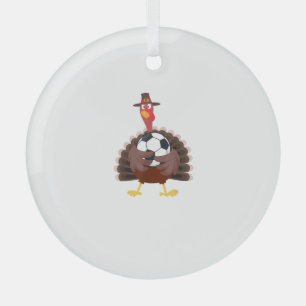 Leuke Funny Soccer Thanksgiving Turkije Boys Glas Ornament