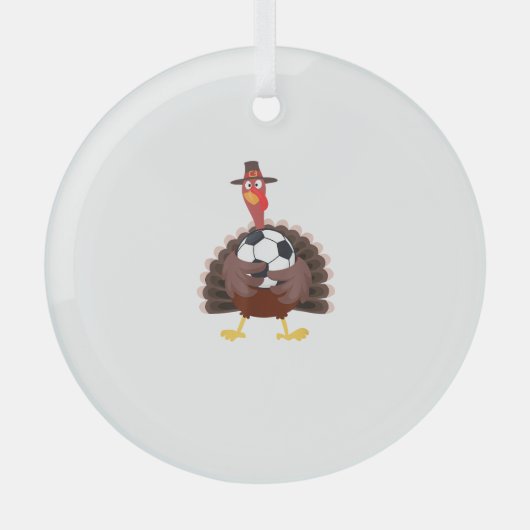 Leuke Funny Soccer Thanksgiving Turkije Boys Glas Ornament (Voorkant)