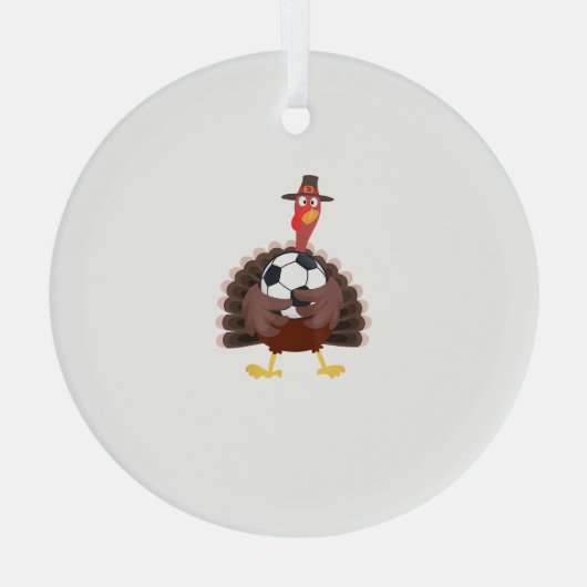 Leuke Funny Soccer Thanksgiving Turkije Boys Glas Ornament (Achterkant)