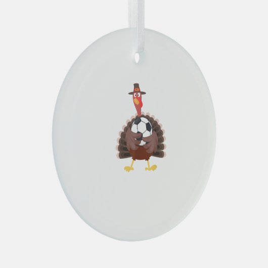 Leuke Funny Soccer Thanksgiving Turkije Boys Glas Ornament (Voorkant Rechts)