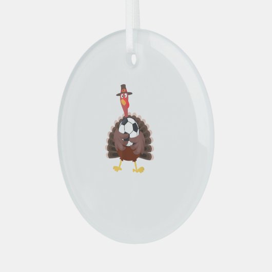 Leuke Funny Soccer Thanksgiving Turkije Boys Glas Ornament (Voorkant links)