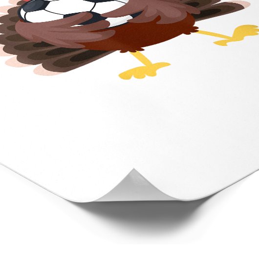 Leuke Funny Soccer Thanksgiving Turkije Boys Poster (Hoek)