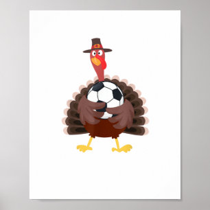 Leuke Funny Soccer Thanksgiving Turkije Boys Poster