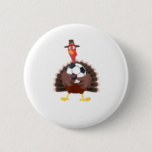 Leuke Funny Soccer Thanksgiving Turkije Boys Ronde Button 5,7 Cm