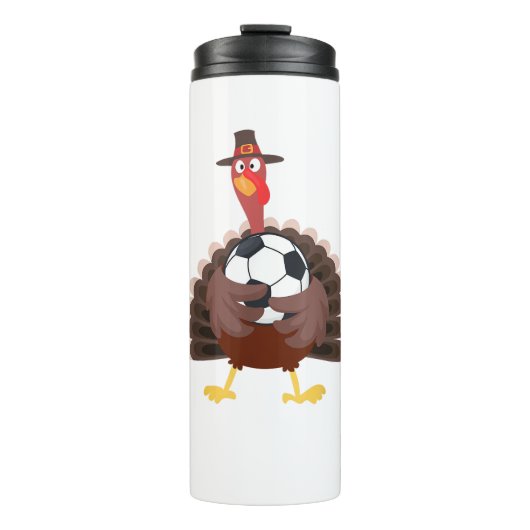 Leuke Funny Soccer Thanksgiving Turkije Boys Thermosbeker (Voorkant)